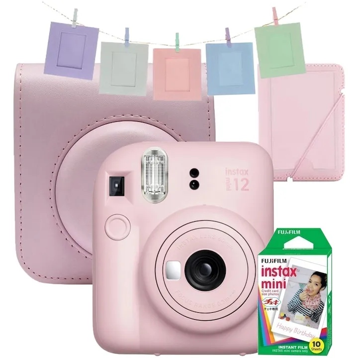Fujifilm Instax Mini 12 Blossom Pink + Geanta, Album, Rame, Film Mini 1x10
