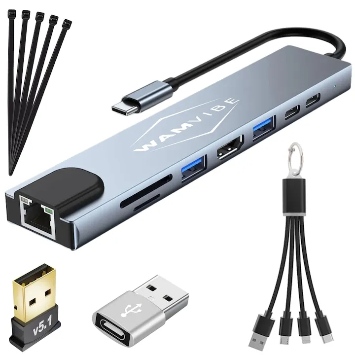 Hub Adaptor WAMVIBE™ 8 in 1 USB Type-C